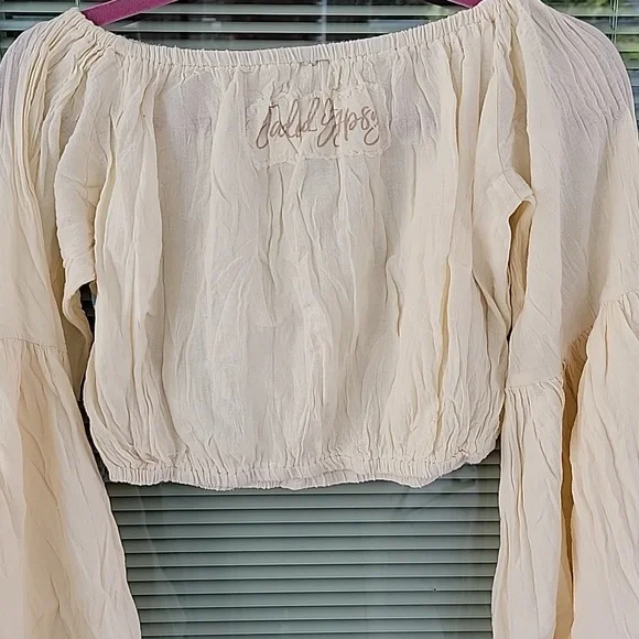 Jaded Gypsy Cream Off-Shoulder Cotton Cropped Top OS Fits Most - Picture 4 of 7